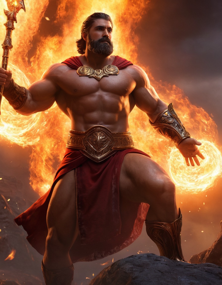 hephaestus, greek mythology, god, divine, forge, epic scene, mythical