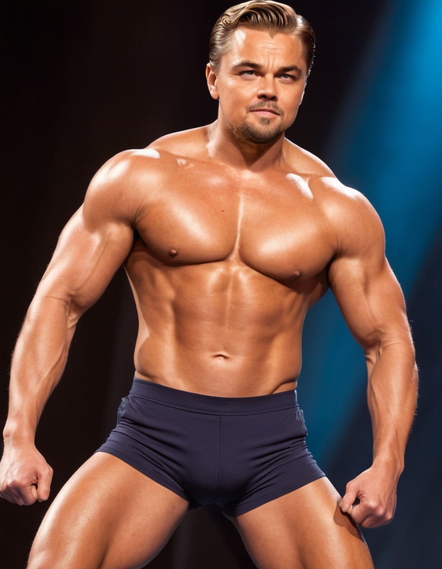 leonardo dicaprio, bodybuilder, posing, confidence, muscles, stage