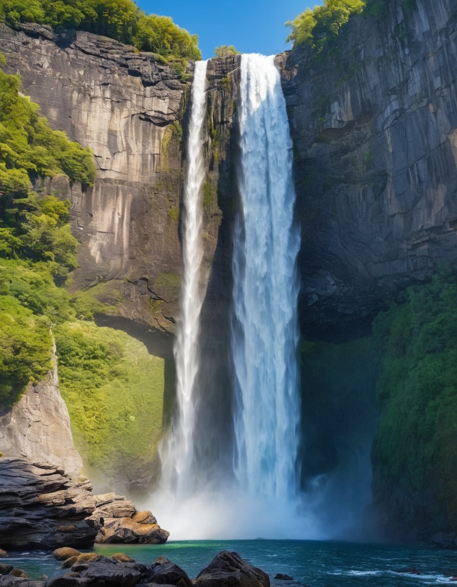 waterfall, nature, cascading, majestic