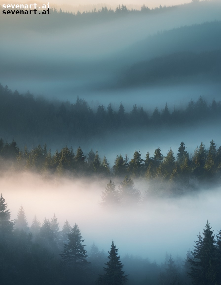 nature, foggy, sunrise, forest, tranquil