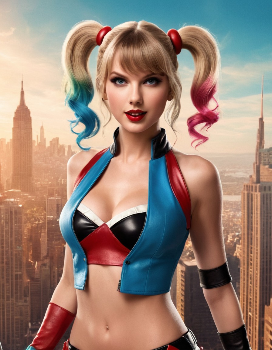 taylor swift, harley quinn, singer, actress, dc comics, superhero, cosplay