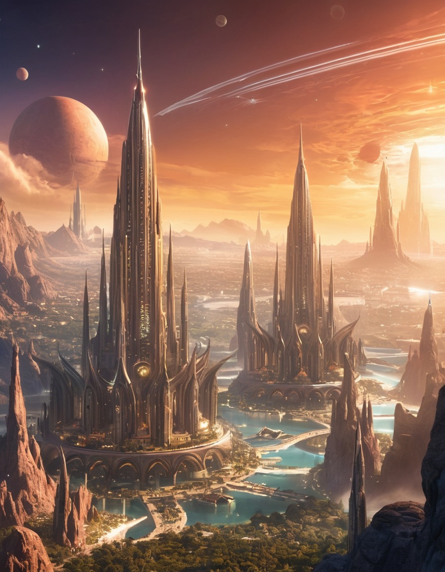 extraterrestrial city, futuristic, sci-fi, alien technology, advanced civilization, extraterrestrial, aliens