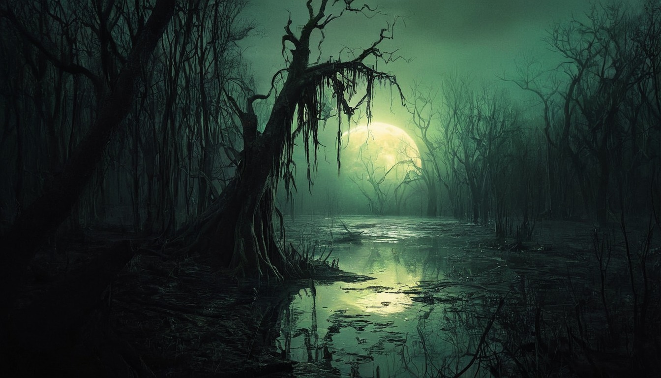 digitalpainting, horror, forest, digitalart, fantasyart, wallpaper, jungle, fog, photography, landscapepainting, artforsale, swamp, dailychallenge, midjourney, midjourneyart, midjourneyartwork