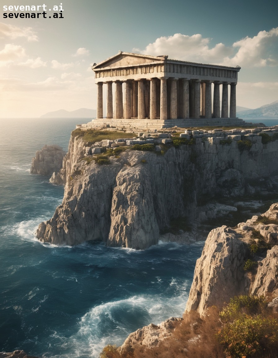 ancient, greek, temple, sea, architecture