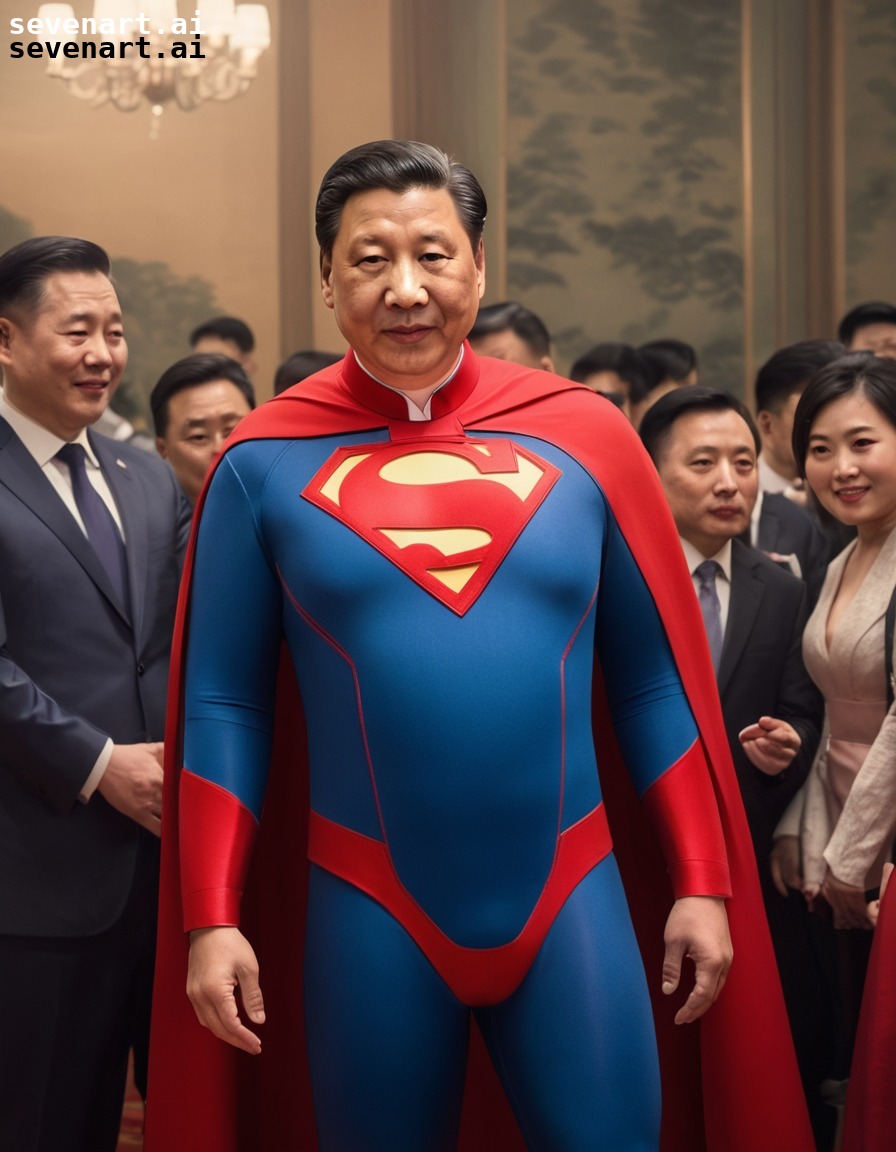 xi jinping, costume party, superhero, cape, mask, china