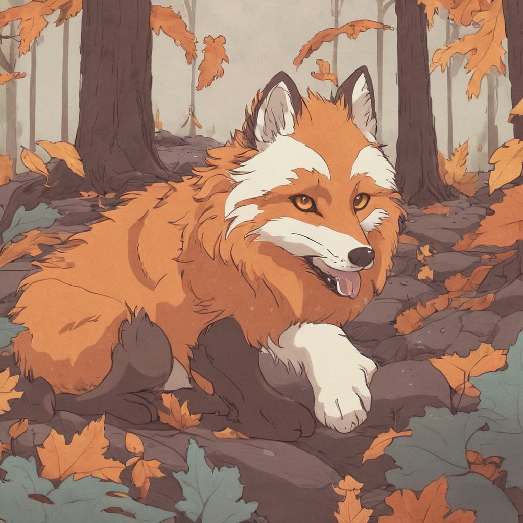 digitalart, animal, fox, animalart, dreamup, forest, fluffy, autumn, fall, dailychallenge, furryfall, ai_art