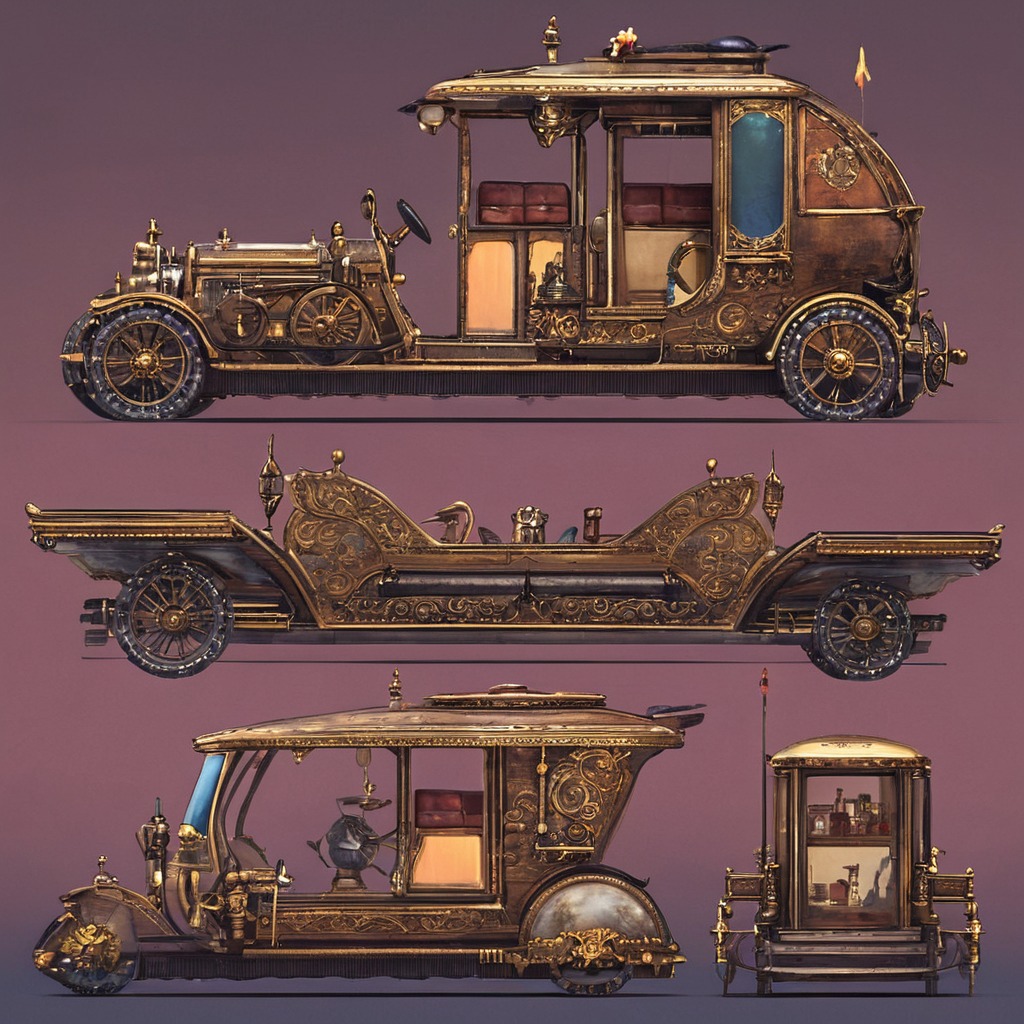 digitalart, characterdesign, scifi, steampunk, vehicle, gamedev, dreamup, ai_art