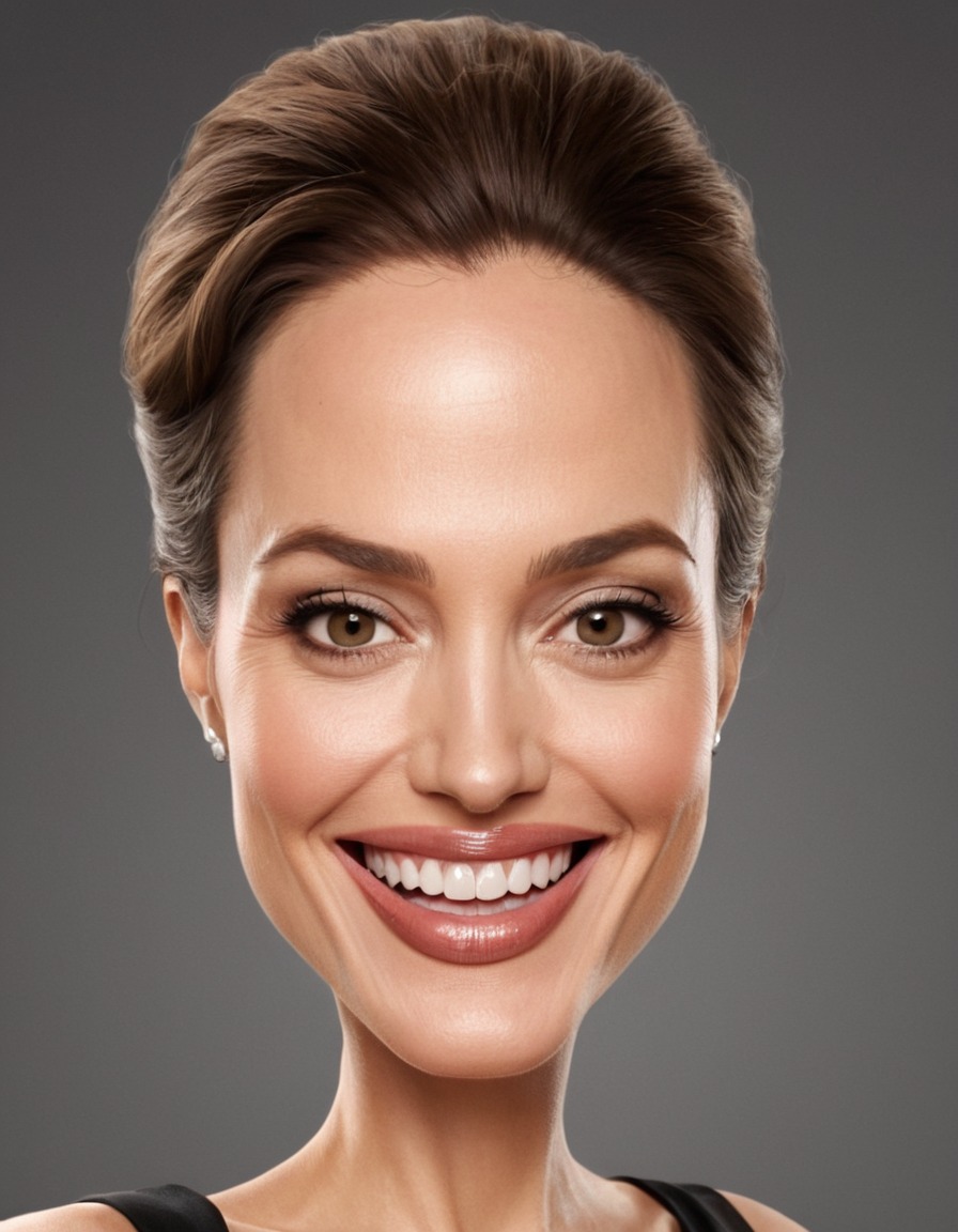 angelina jolie, caricature, big head, smile, actress, hollywood