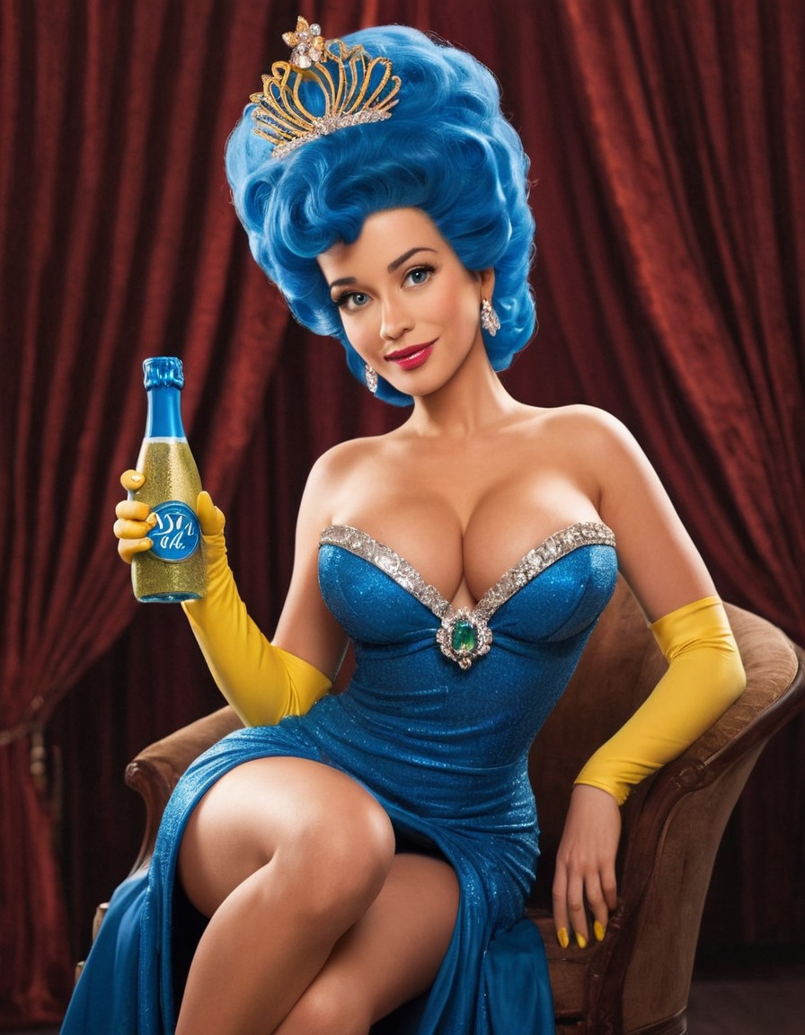 marge simpson, sultry, glamorous, evening gown, animated characters, pop culture