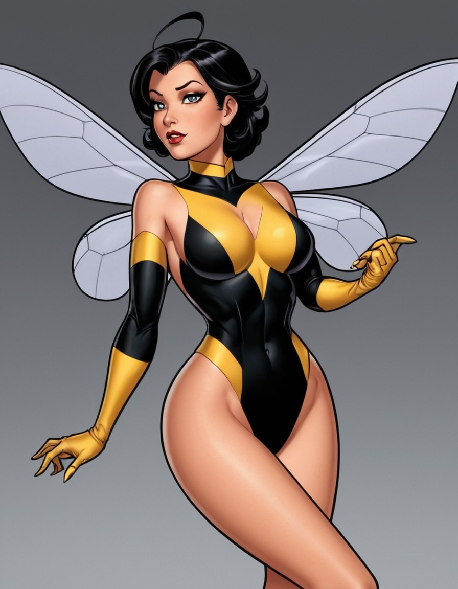 wasp, seductive, power, grace, sexy, superhero, painted