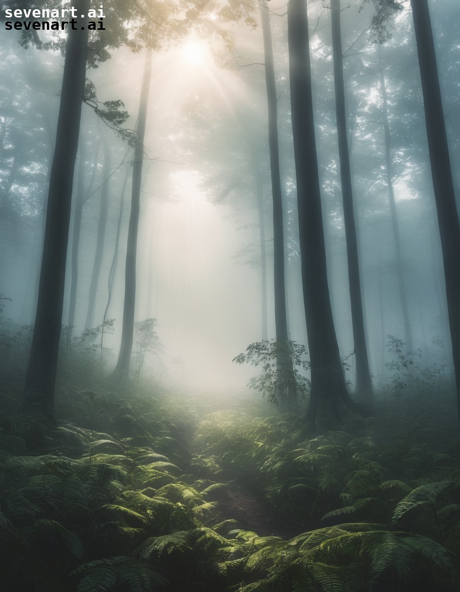 nature, fog, forest, sunlight, tranquility