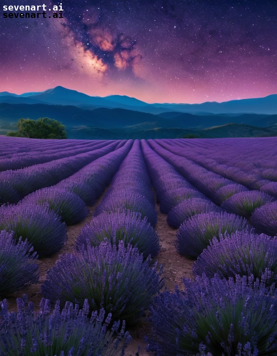 nature, lavender fields, night sky, stars, bees