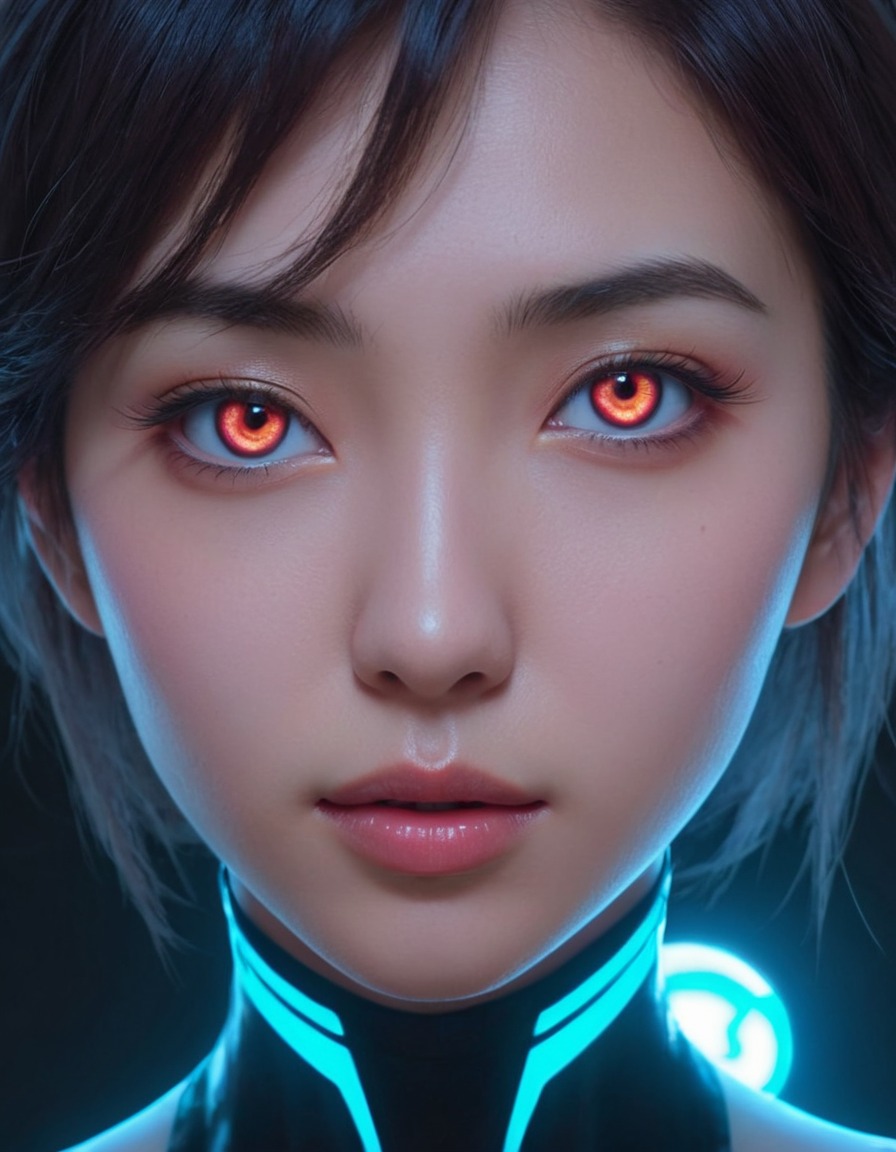 mutations, woman, female, anime, glowing eyes, bioluminescence