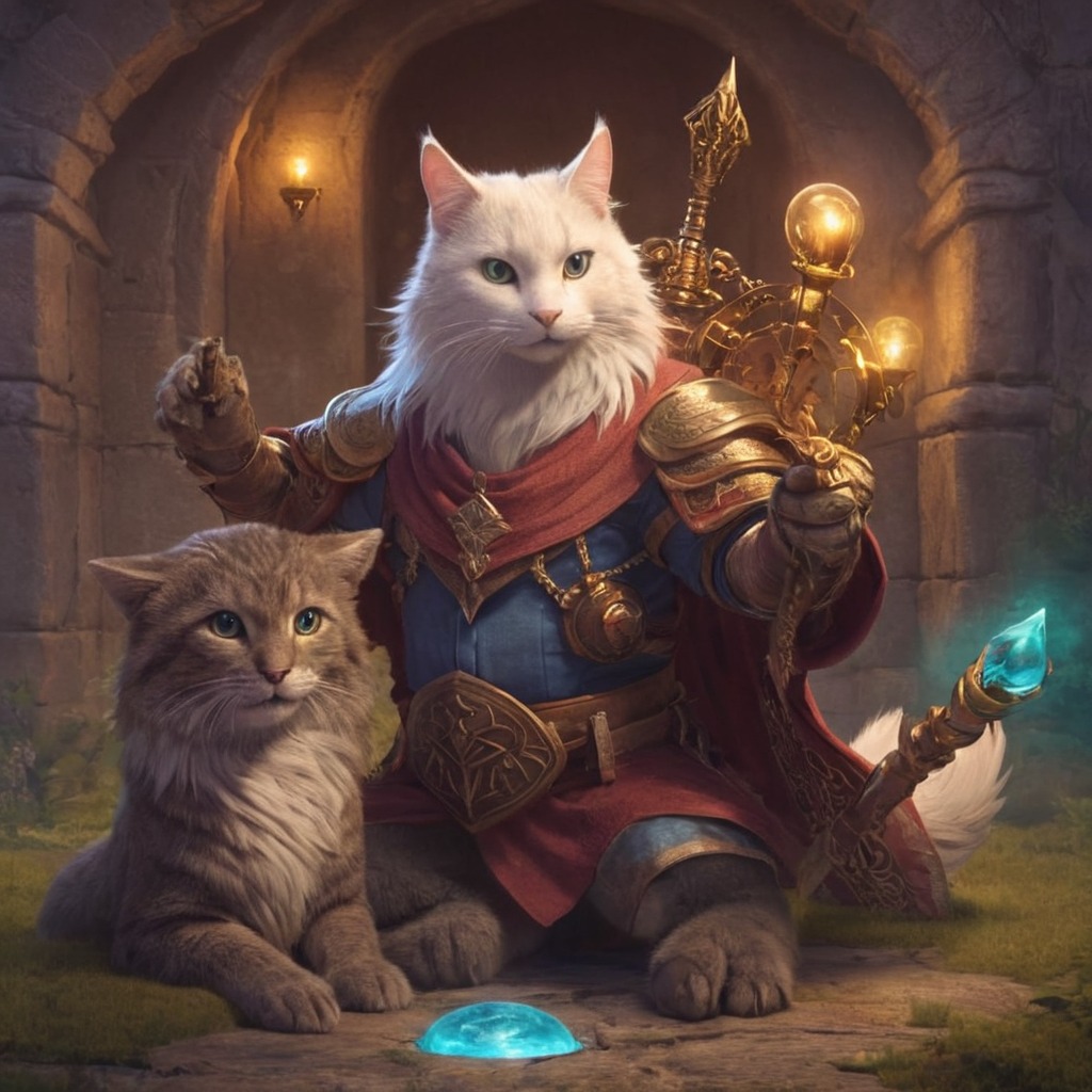 warrior, magic, cat, feline, dreamup, adoptable, pawsandclaws, ai_art