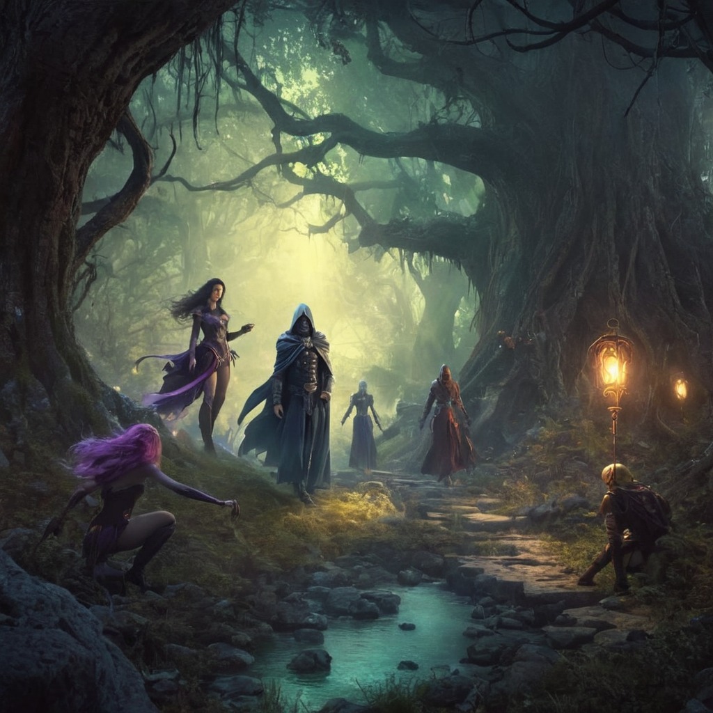 digitalart, characterdesign, magic, fantasyart, forest, dreamup, darkfairytales, ai_art