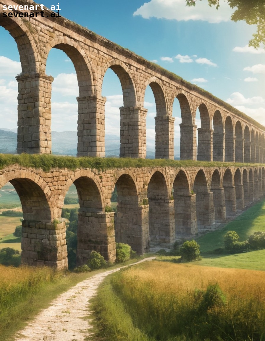 roman architecture, aqueduct, ancient civilization, countryside, historical landmark