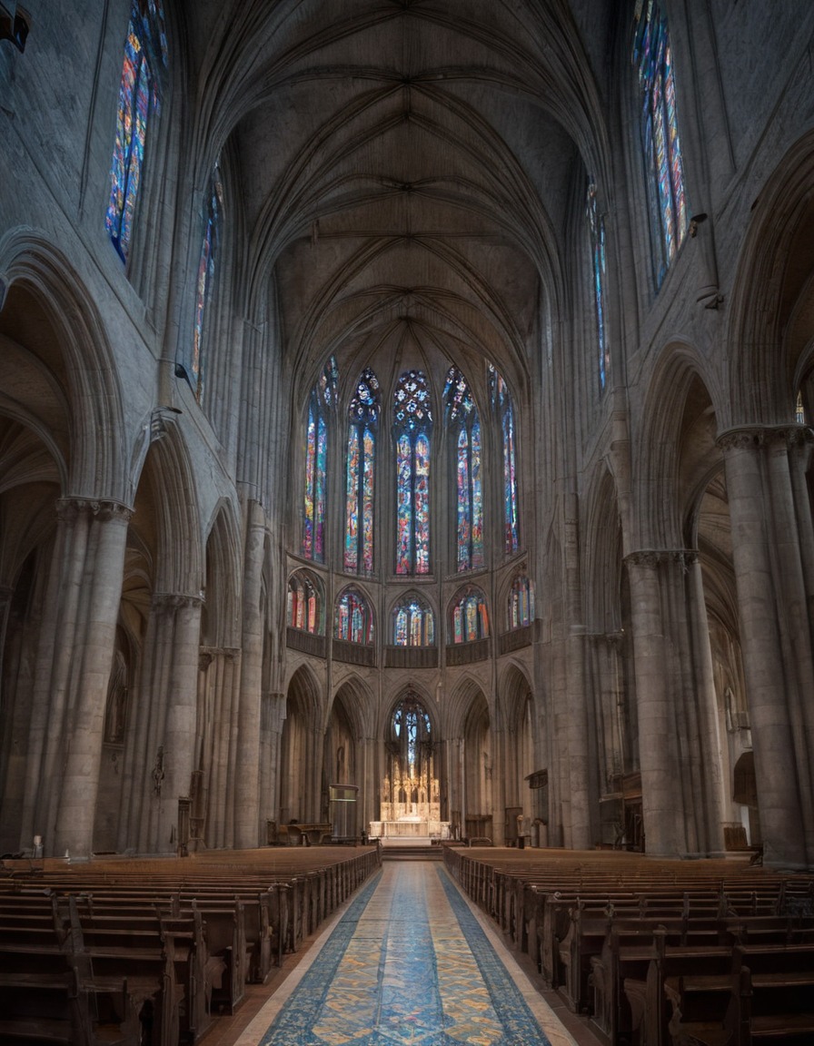 historic, cathedral, stained glass, windows, architecture