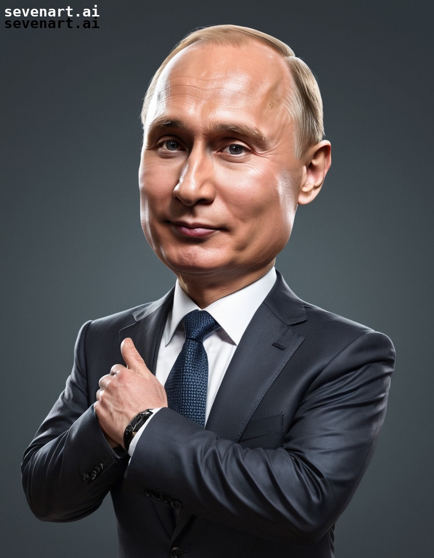 caricature, vladimir putin, humor, playful, distinctive features, putin, russia, russian president