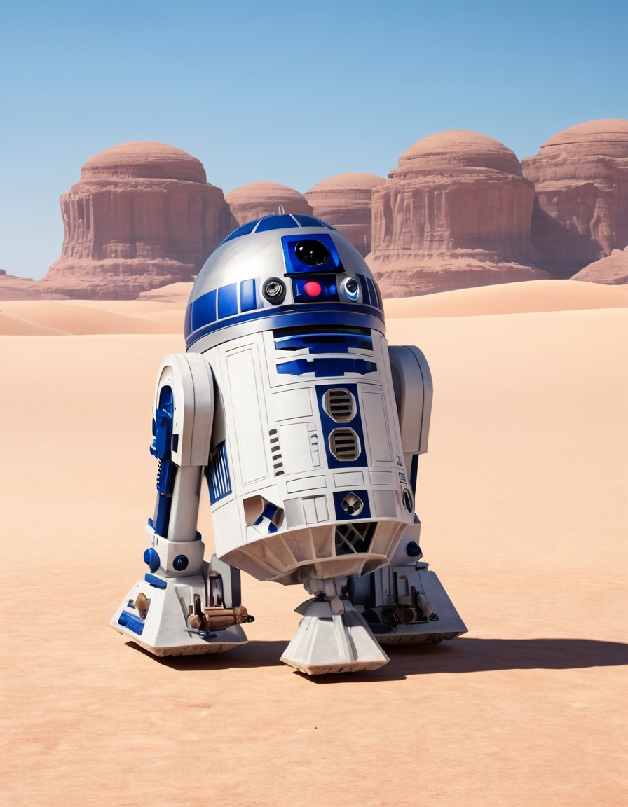 r2-d2, spaceship, repair, desert planet, robots, games, movies