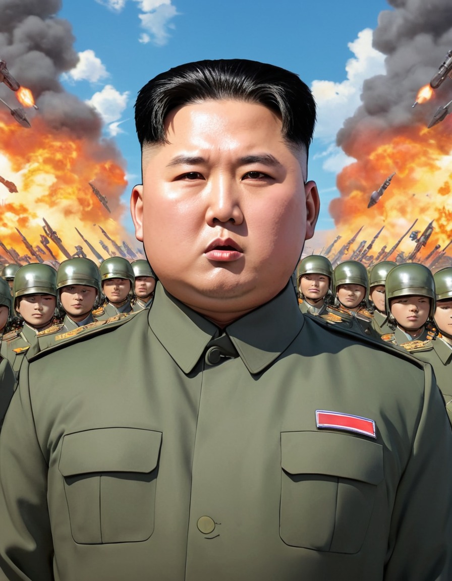 kim jong un, anime, dictator, robotic soldiers, politics