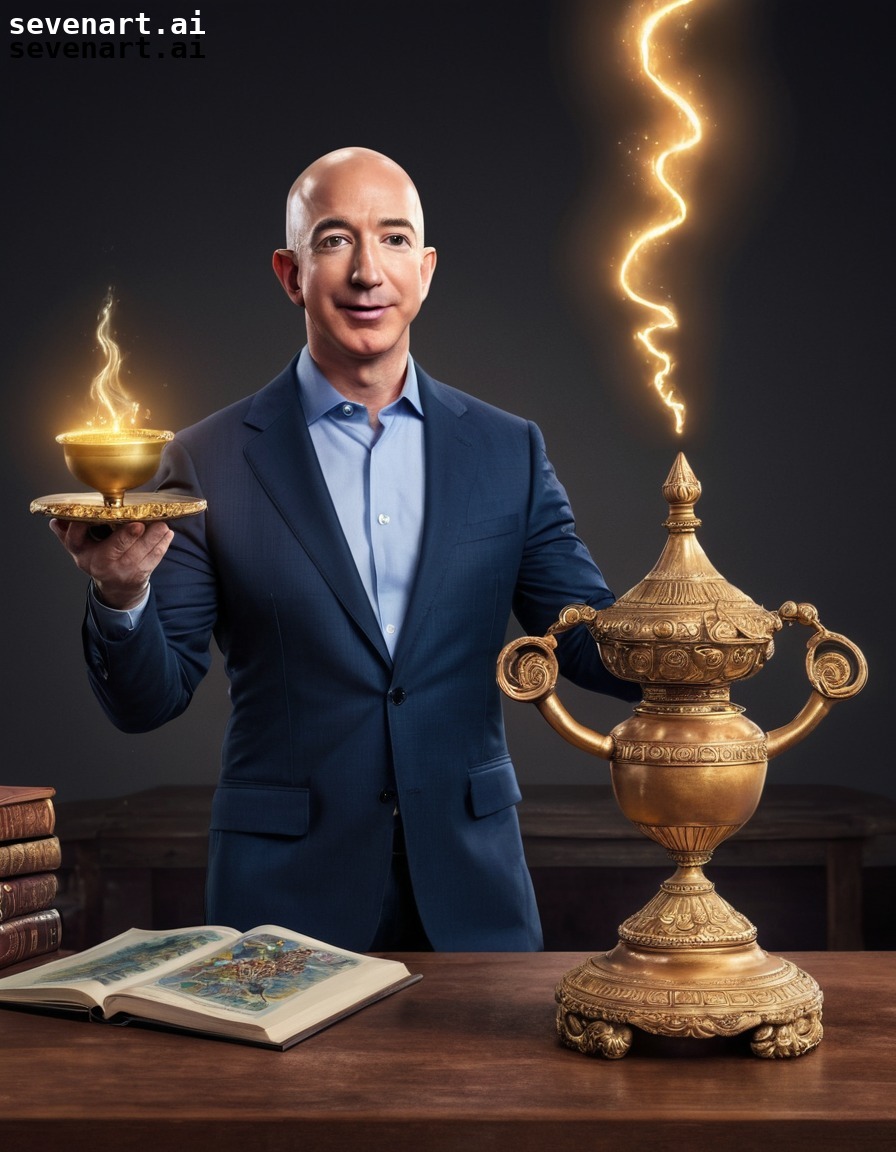 humor, illustration, technology, fantasy, satire, jeff bezos, amazon