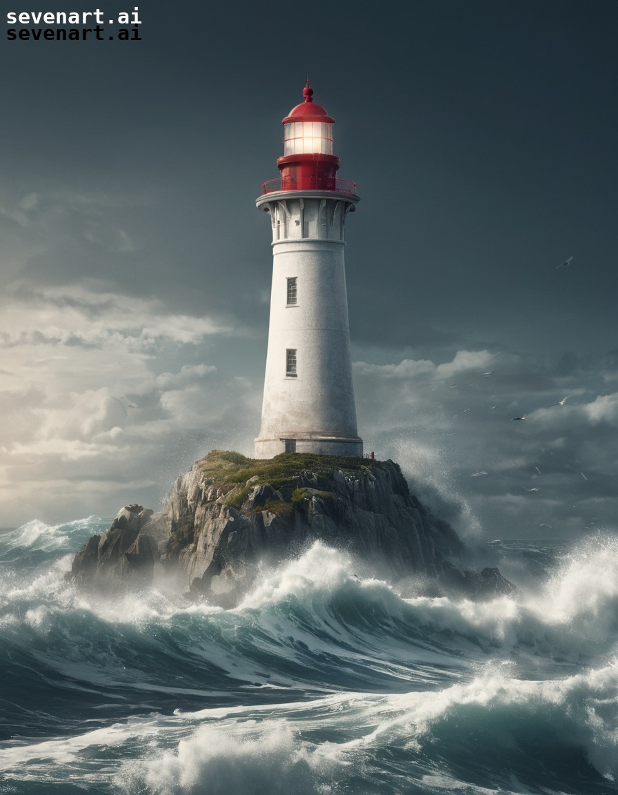 nature, lighthouse, ocean, waves, scenic