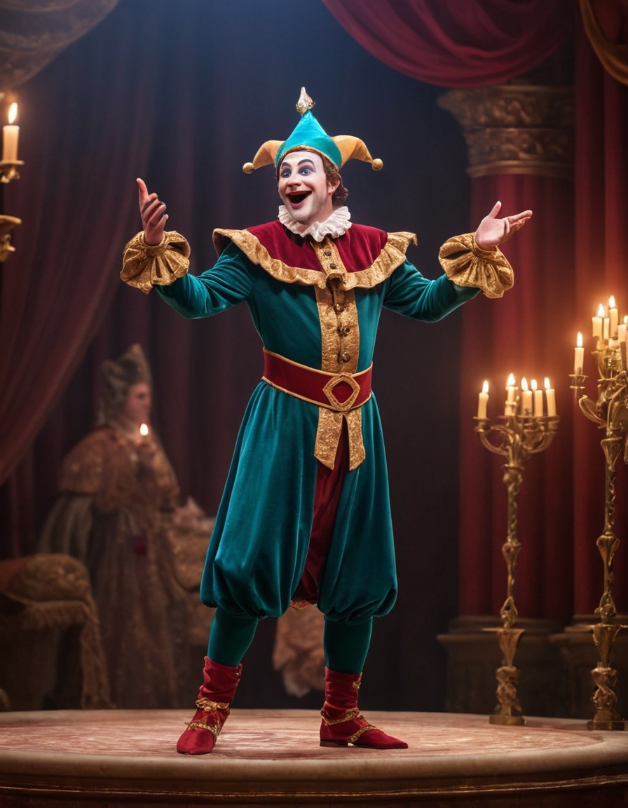 jester, stand-up comedy, royal court, performance, medieval, art