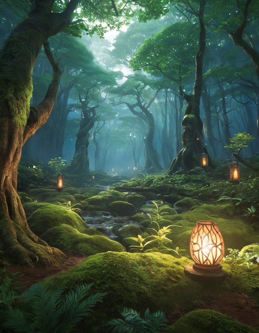 tsukumogami, mystical forest, japanese folklore, spirits, enchanted, magical beings