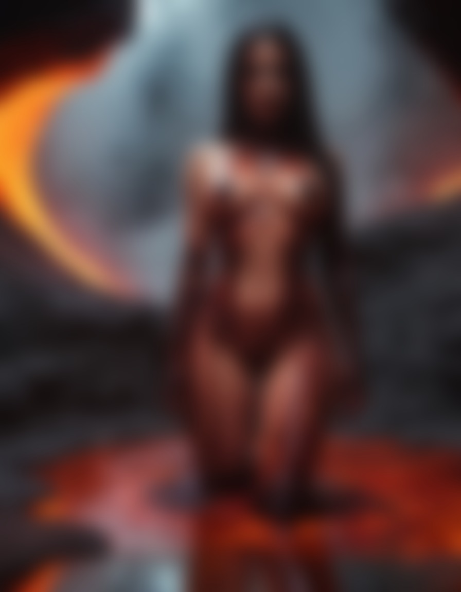 fantasy, demonesse, evil, reflection, lava, plotting, demon, sexy, nsfw	