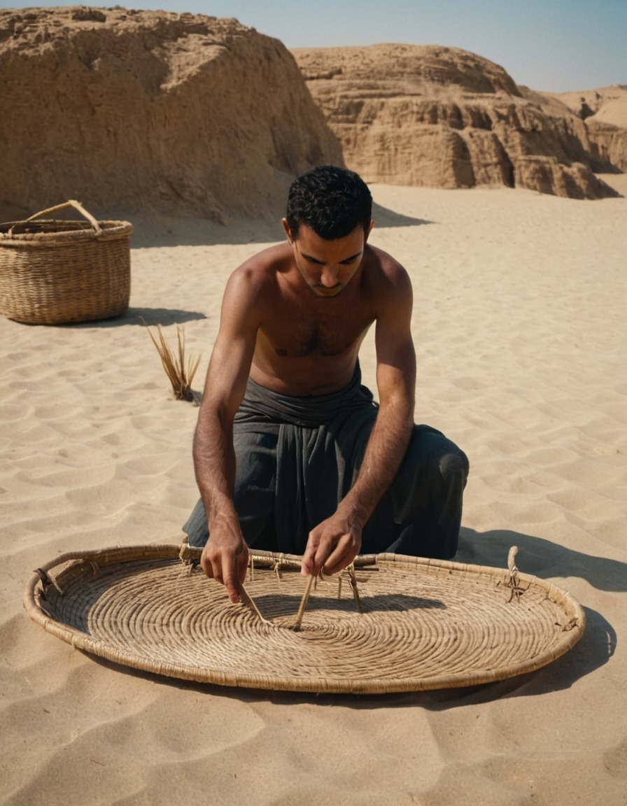 ancient fishing, reed basket trap, ancient egypt, 1500 bc, historical fishing techniques, nile river, ancient civilizations