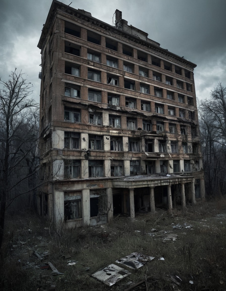 abandoned building, urban exploration, cityscape, historic site, architectural decay, metropolitan area, forgotten landmark