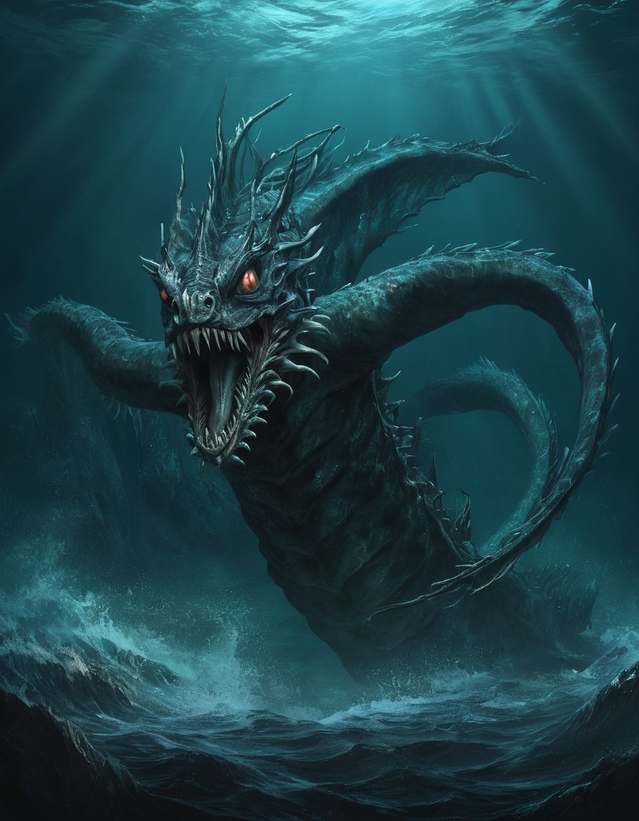 sea monster, mythical creature, legendary beast, dragon, sea, mythology