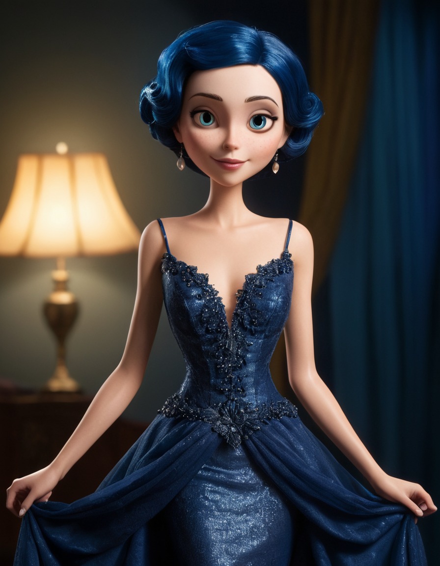 fantasy, portrait, elegant, coraline, evening gown