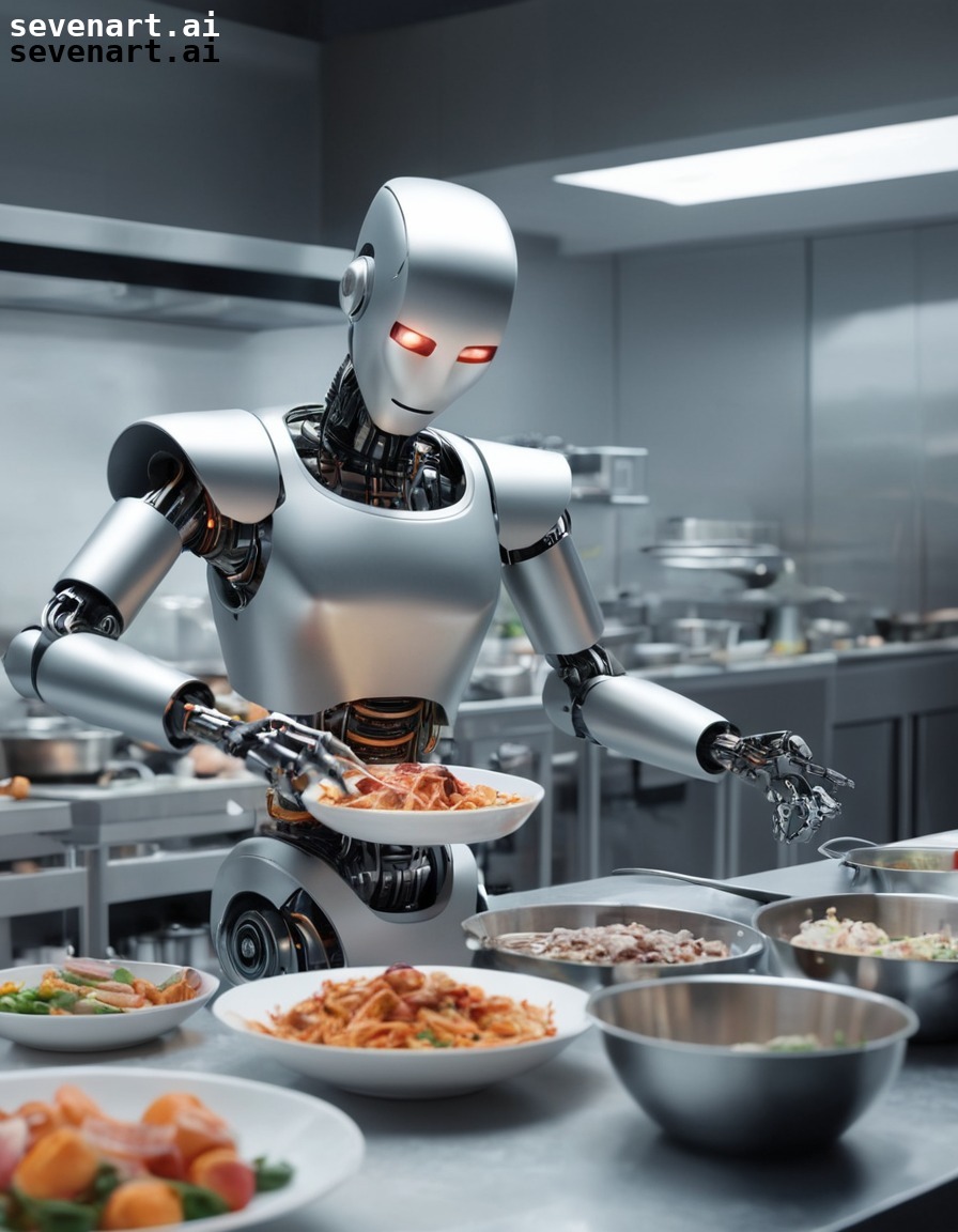 robot, chef, gourmet, meal, kitchen, robots