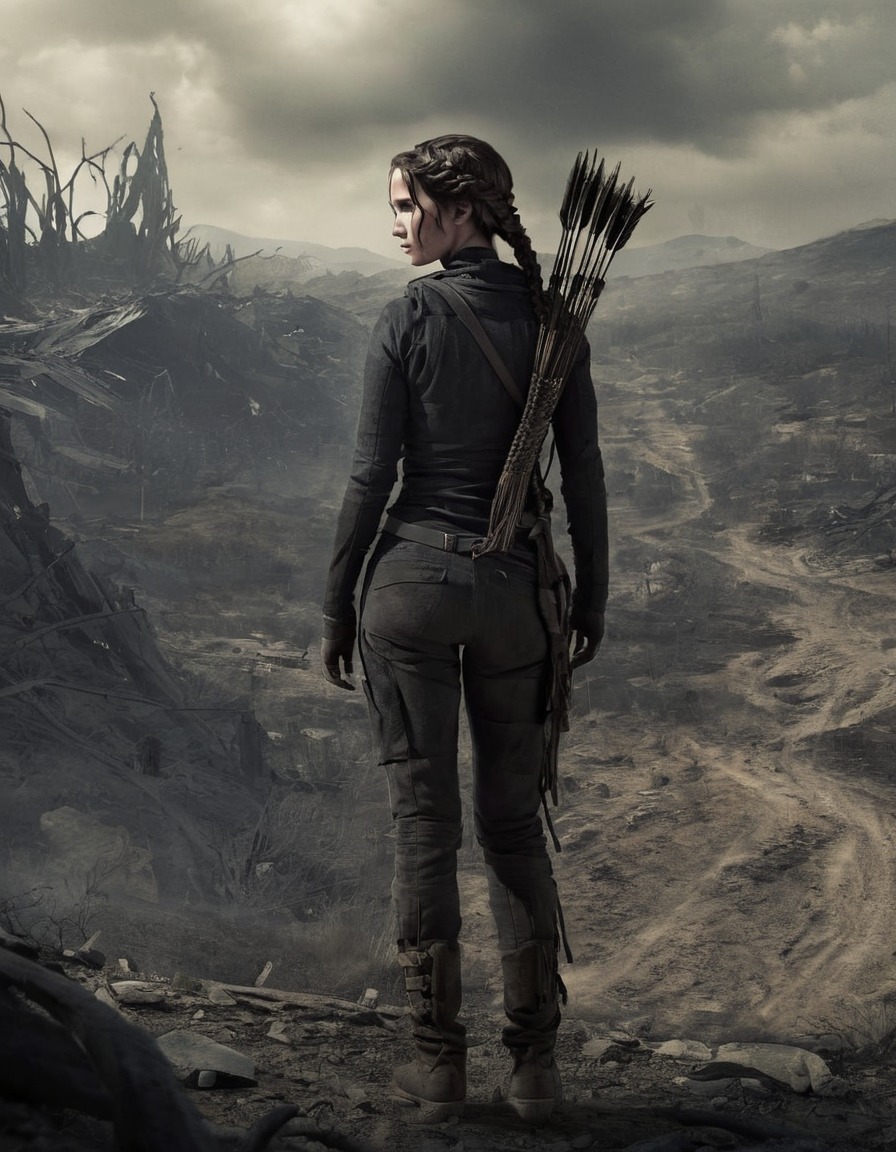 katniss everdeen, undead, post-apocalyptic, landscape, horror, survival, iconic, zombie