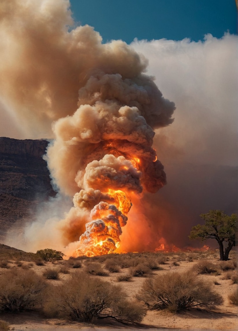 california, desert, firenado, fire