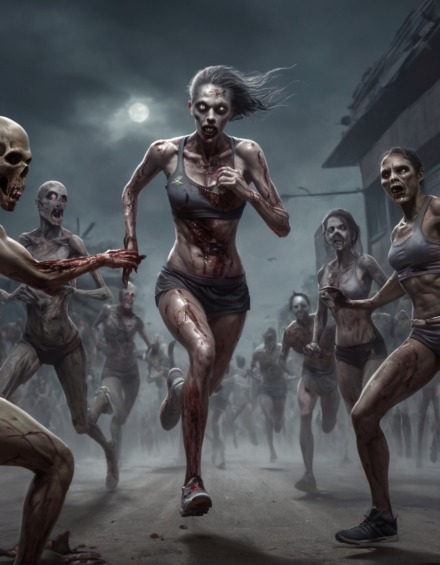 zombie, athlete, marathon, competition, undead