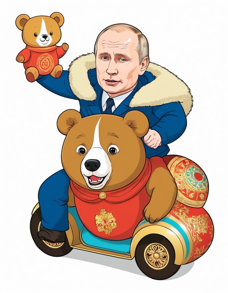 vladimir putin, bear, matryoshka doll, satirical art, politics