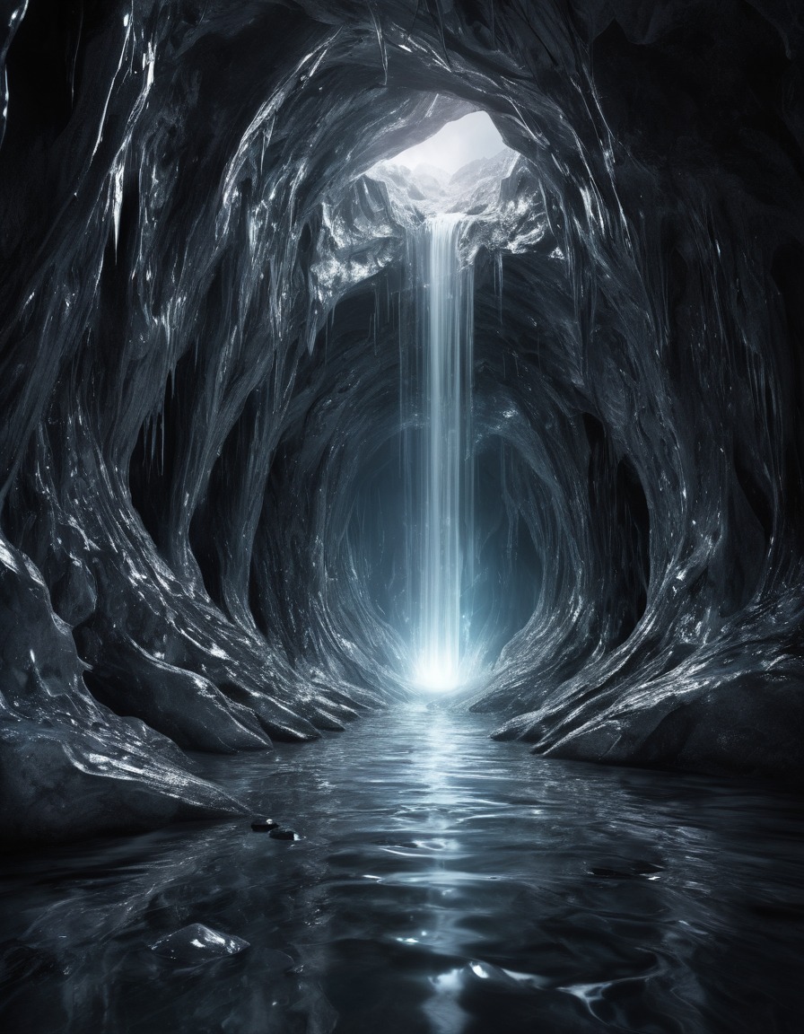 mystical, silver river, crystal cavern, natural wonder, enchanting, magical, fantasy landscape