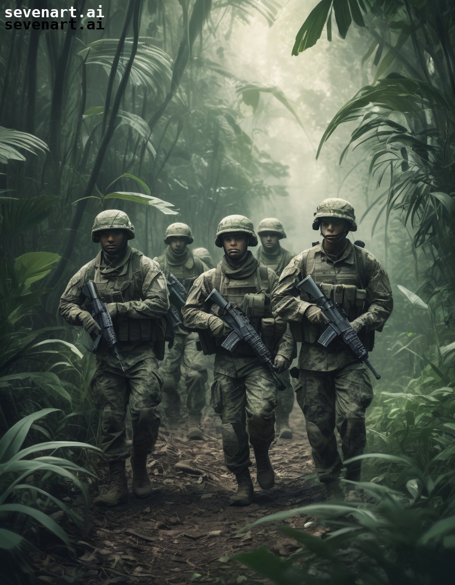 military, jungle, camouflage, soldiers, covert mission, army