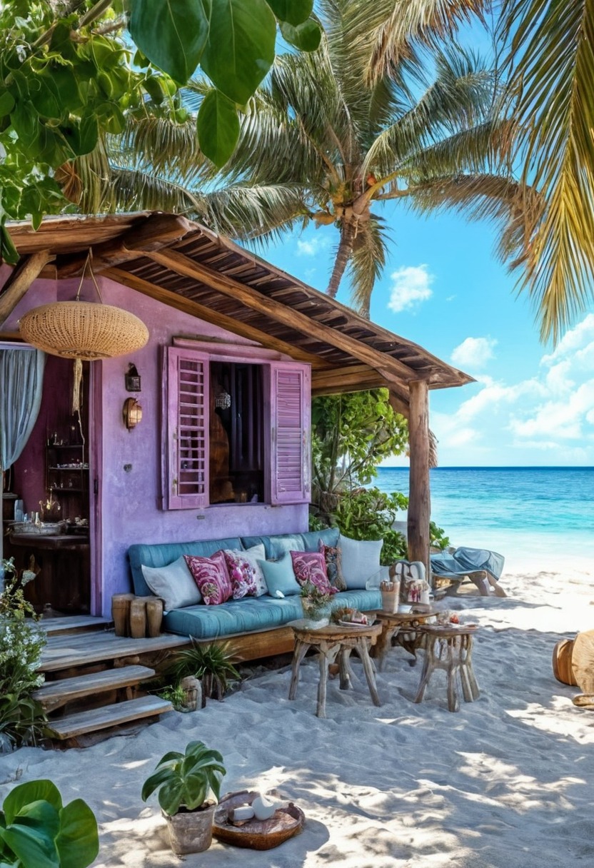 paradise, tropical, summer, beach, mood, travel, wanderlust, adventure, go outdoors, pink, cabins