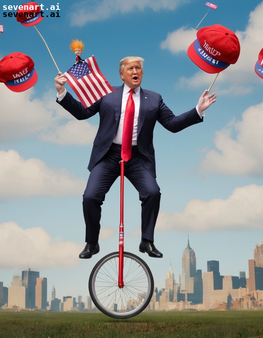 politics, satire, humor, unicycle, juggling, trump, donaldtrump