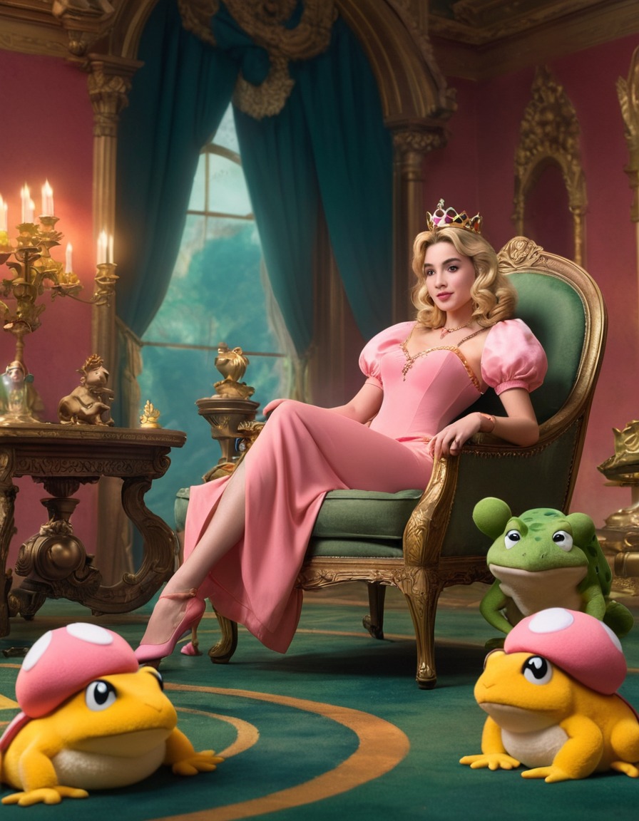 princess peach, royal chambers, toad attendants, lounging, royalty, games, girls from games