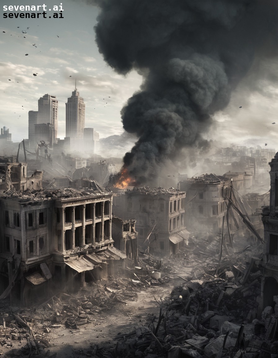 destruction, war, ruins, devastation, cityscape