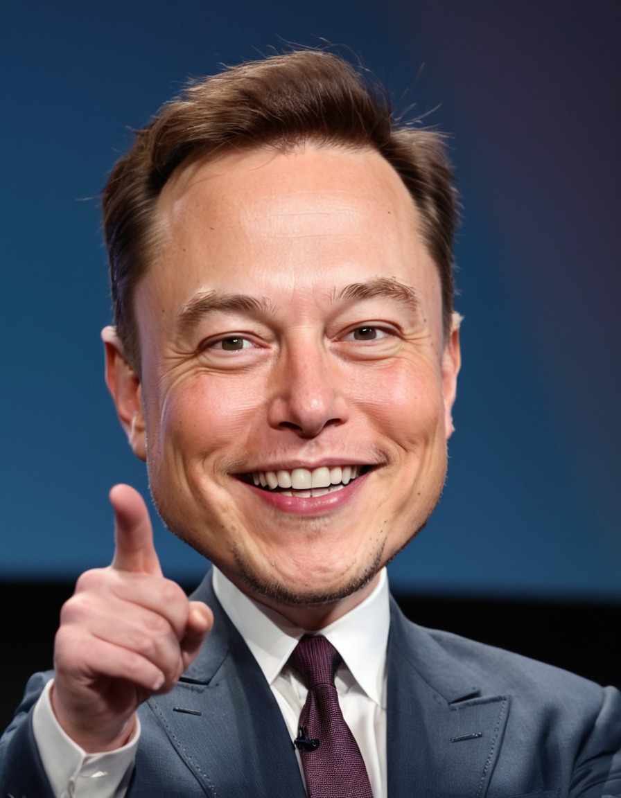 elon musk, caricature, big head, crazy smile, entrepreneur, innovation, tech industry