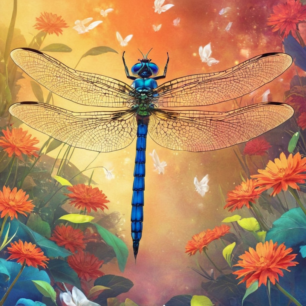 digitalart, insect, dreamup, digitalpainting, floral, dragonfly, ai_art