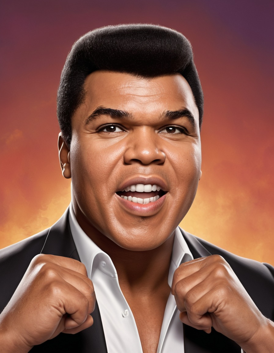 muhammad ali, caricature, boxer, humor, funny