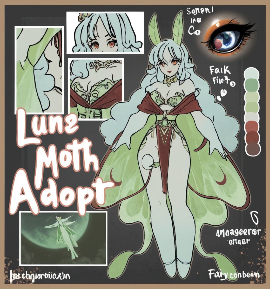 adoptable, adoptables, adopts, anthro, character, characterdesign, concept, design, fluffy, humanoid, insect, lunamoth, monstergirl, original, originalcharacter, luna_moth, adotable, adoptablesopen, mothadopt, mothgirl, moth_girl