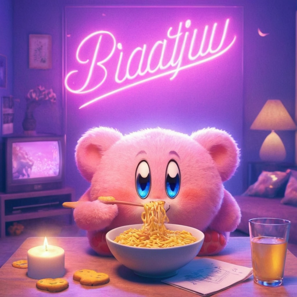 kirby, closeup, cute, noodles, sweet, with