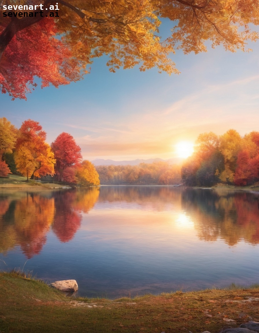 nature, sunrise, lake, autumn, tranquil